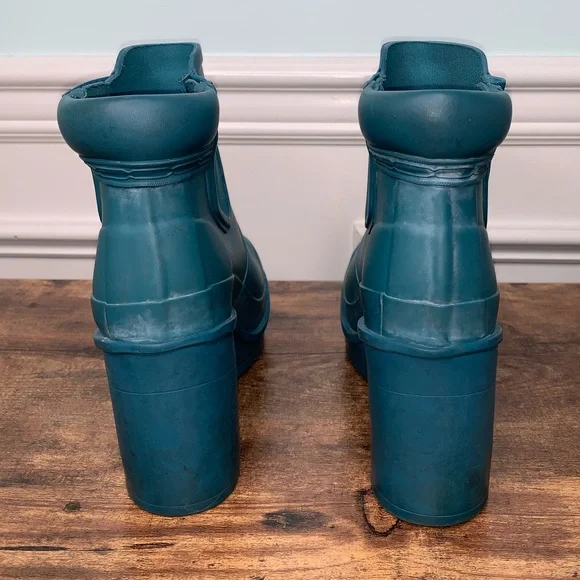 Hunter Original Block Heel Chelsea Rain Boots rare - Picture 4 of 7